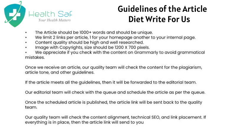 Guidelines of the Article - Diet   Write For Us
