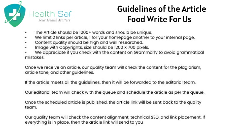 Guidelines of the Article - Food Write For Us