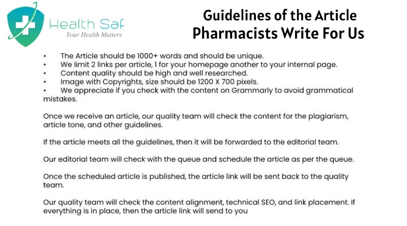 Guidelines of the Article - Pharmacists Write For Us