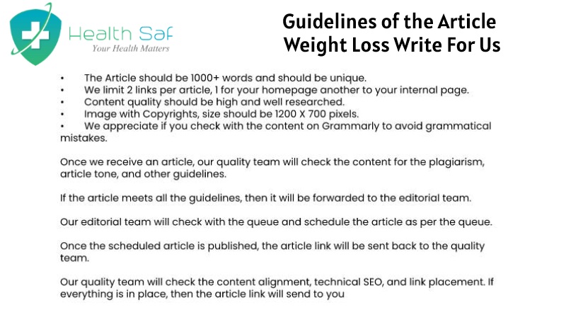 Guidelines of the Article - Weight Loss Write For Us